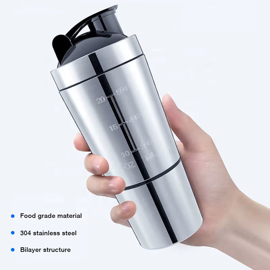 Stainless Steel Protein Shaker Cup Portable Fitness Sports Mug Nutrition Shakers Cup Water Bottles Water Cup Portable Shakers